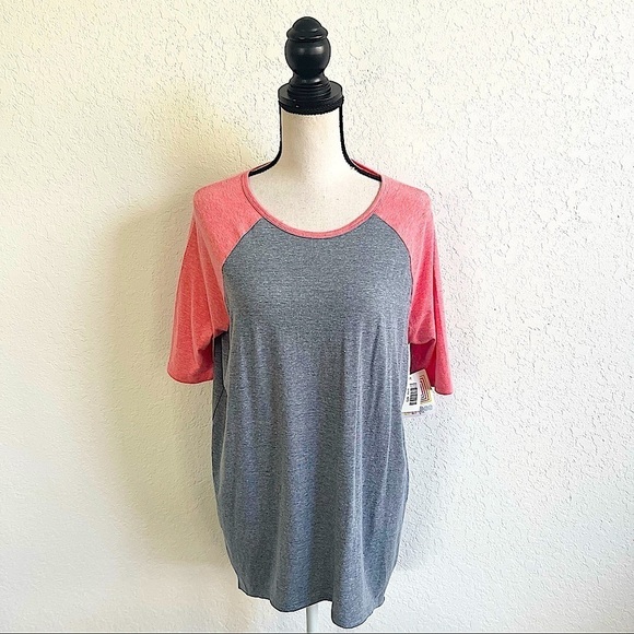 LuLaRoe Tops - LULAROE Gray Peach Oversized Tunic Top XXL Scoop Neck 3/4 Sleeve NEW Casual